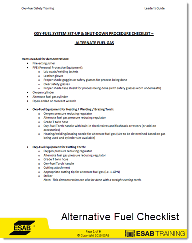 Alternate Fuel Setup Checklist